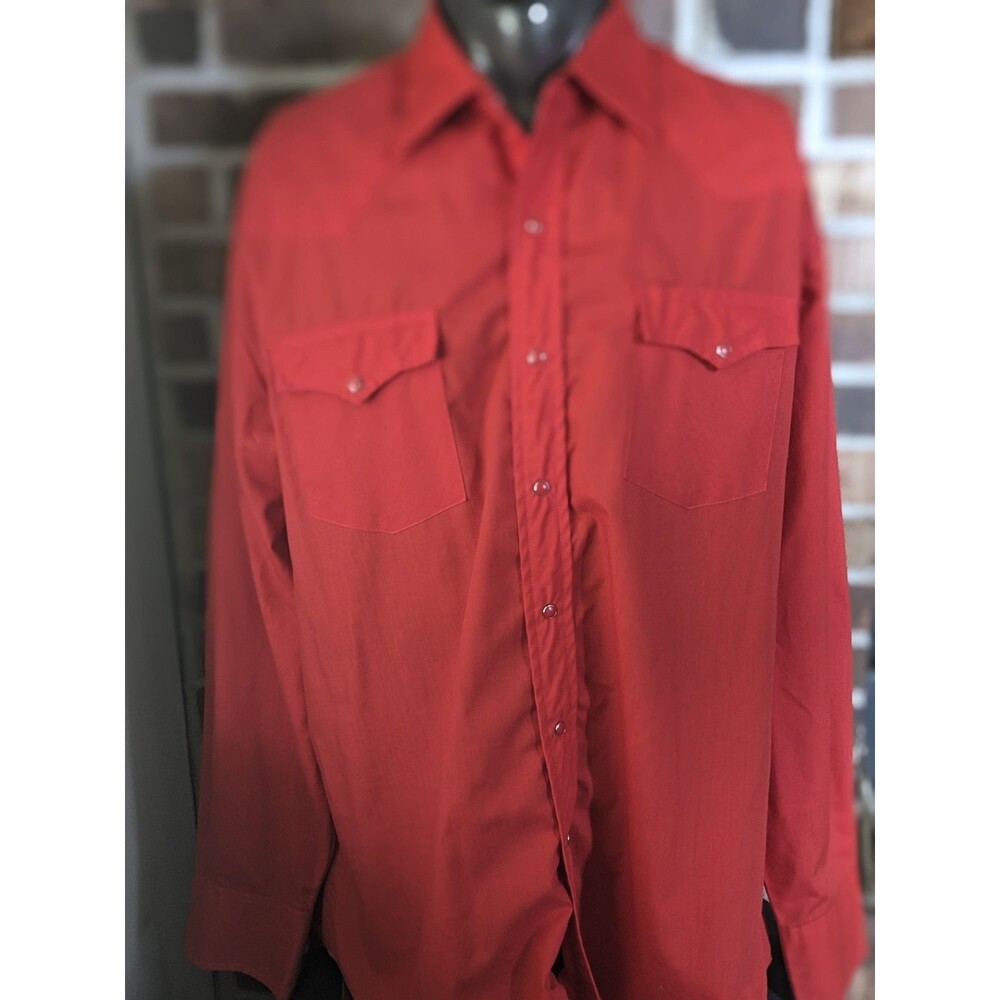 Vtg Western Wear Roebucks Sears  Pearl Snap Cowboy Red Shirt XL Rodeo Rancher